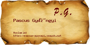 Pascus Gyöngyi névjegykártya